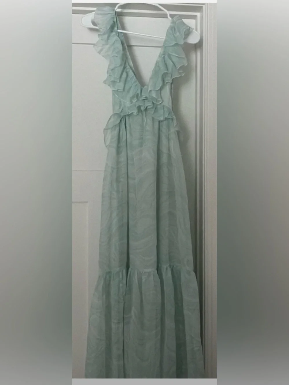 Abercrombie & Fitch Light Mint Green Dress Drama Ruffle  XS Petite
